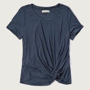 Abercrombie Drapey Striped Knot Front Tee